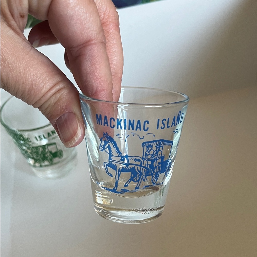 Mackinac Island Green and Blue Shot Glass Set - Picture 3 of 3